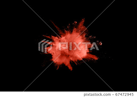 Living Coral color powder explosion on white background. Colored cloud. Colorful dust explode. Paint Holi. Living Coral color powder explosion on white background. Colored cloud. Colorful dust explode. Paint Holi. 67472945