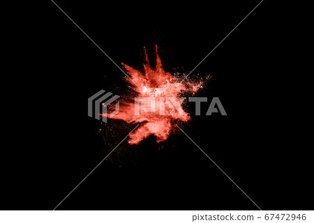 Living Coral color powder explosion on white background. Colored cloud. Colorful dust explode. Paint Holi. Living Coral color powder explosion on white background. Colored cloud. Colorful dust explode. Paint Holi. 67472946