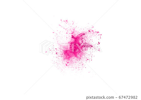 Abstract pink powder splatted background,Freeze motion of color powder exploding/throwing color powder,color glitter texture on white background. 67472982