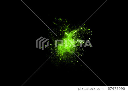 The movement of abstract dust explosion frozen green on black background. Stop the movement of powdered green on black background. Explosive powder green on black background. The movement of abstract dust explosion frozen green on black background. Stop the movement of powdered green on black background. Explosive powder green on black background. 67472990