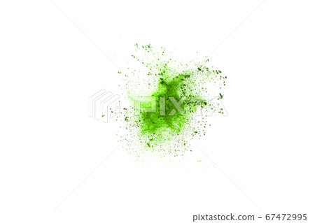Green powder explosion on white background. Colored cloud. Colorful dust explode. Paint Holi. 67472995