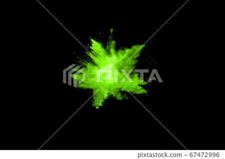 The movement of abstract dust explosion frozen green on black background. Stop the movement of powdered green on black background. Explosive powder green on black background. The movement of abstract dust explosion frozen green on black background. Stop the movement of powdered green on black background. Explosive powder green on black background. 67472996