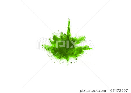 Green powder explosion on white background. Colored cloud. Colorful dust explode. Paint Holi. Green powder explosion on white background. Colored cloud. Colorful dust explode. Paint Holi. 67472997
