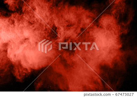 Living Coral color powder explosion on white background. Colored cloud. Colorful dust explode. Paint Holi. Living Coral color powder explosion on white background. Colored cloud. Colorful dust explode. Paint Holi. 67473027