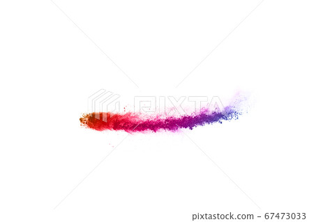 abstract powder splatted background. Colorful powder explosion on white background. Colored cloud. Colorful dust explode. Paint Holi. 67473033