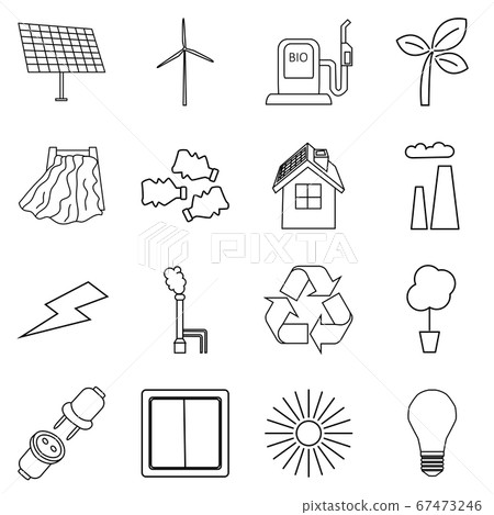 Vector set of simple eco related outline icons 67473246