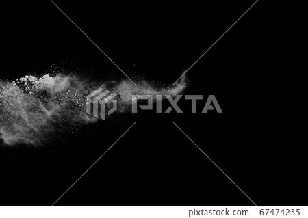 White powder explosion on black background. Colored cloud. Colorful dust explode. Paint Holi. 67474235