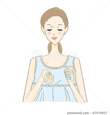 A conscious woman who takes supplements A conscious woman who takes supplements 67474957