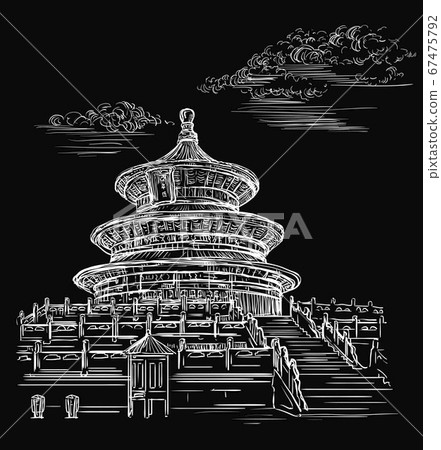 Black China hand drawing landmark 1 Black China hand drawing landmark 1 67475792