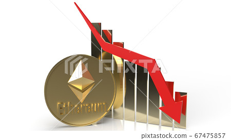 The Ethereum coins cryptocurrency and chart... - Stock Illustration ...