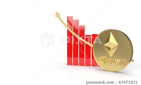 The Ethereum  coins  cryptocurrency and chart arrow up 3d rendering 67475872