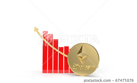 The Ethereum  coins  cryptocurrency and chart arrow up 3d rendering 67475876