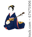 A woman playing a shamisen 67475906