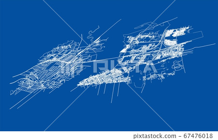 Outline city concept. Wire-frame style 67476018