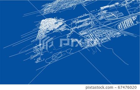 Outline city concept. Wire-frame style 67476020