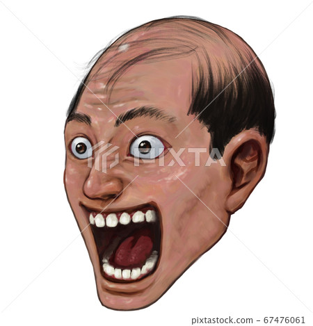Bald, businessman, thick paint, surprise, open mouth, real, hand-painted, oil painting, 67476061