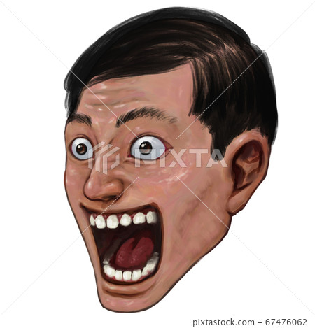 禿頭，商人，厚油漆，驚喜，張開嘴，真實，手繪，油畫， 67476062