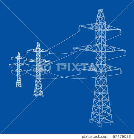 Electric pylons or electric towers concept 67476088