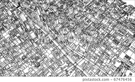 Wire-frame Twisted City, Blueprint Style Wire-frame Twisted City, Blueprint Style 67476456