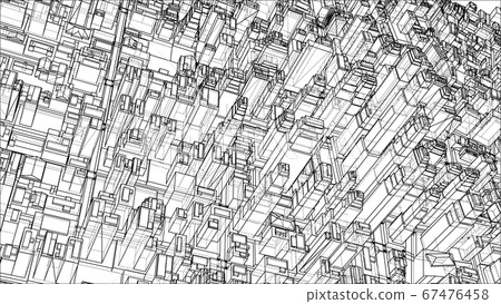 Wire-frame Twisted City, Blueprint Style Wire-frame Twisted City, Blueprint Style 67476458