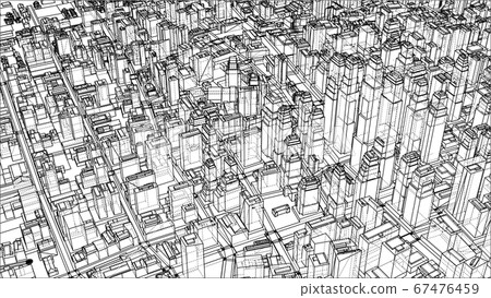 Wire-frame Twisted City, Blueprint Style Wire-frame Twisted City, Blueprint Style 67476459