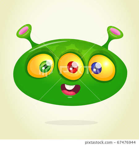 Funny happy cartoon alien. Green vector alien Funny happy cartoon alien. Green vector alien 67476944