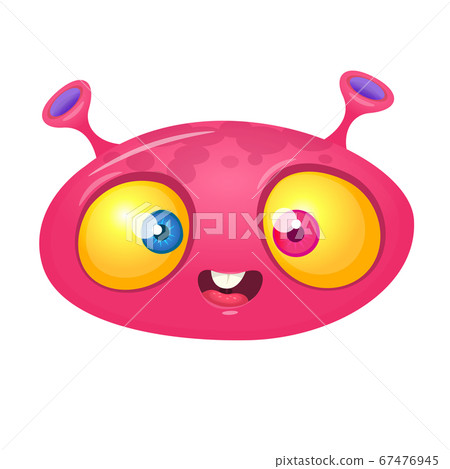 Funny happy cartoon alien. Pink vector alien Funny happy cartoon alien. Pink vector alien 67476945