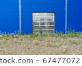 overgrown entrance to an abandoned shopping center building. closed car dealership 67477072