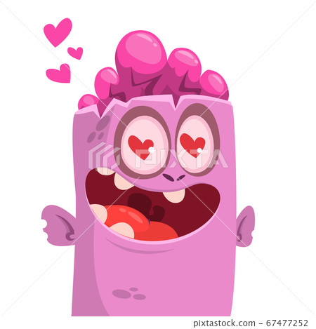 Funny zombie cartoon character in love. Vector illustration Funny zombie cartoon character in love. Vector illustration 67477252