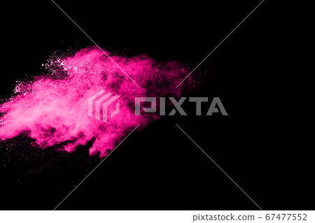 Pink powder explosion on black background. Colored cloud. Colorful dust explode. Paint Holi. Pink powder explosion on black background. Colored cloud. Colorful dust explode. Paint Holi. 67477552