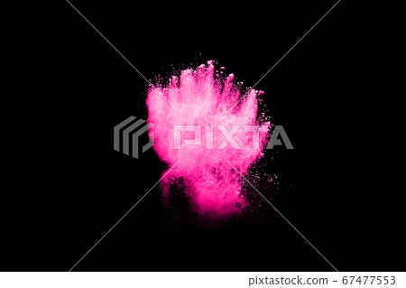 Pink powder explosion on black background. Colored cloud. Colorful dust explode. Paint Holi. Pink powder explosion on black background. Colored cloud. Colorful dust explode. Paint Holi. 67477553