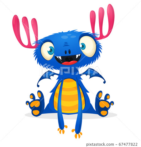 Funny carton monster dragon smiling. Vector Funny carton monster dragon smiling. Vector 67477822