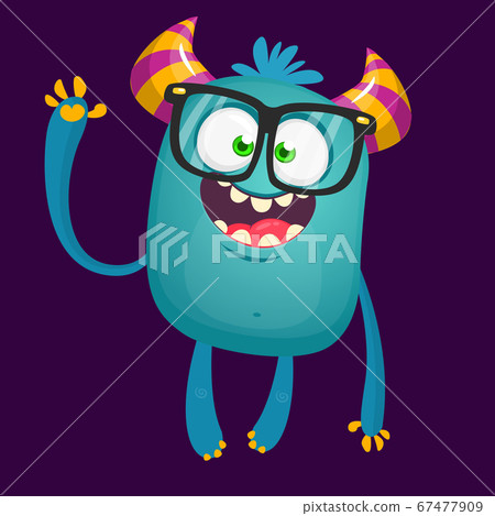 Funny bigfoot wearing eyeglasses waving. Vector 67477909