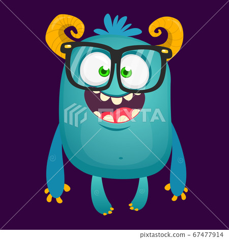 Funny bigfoot wearing eyeglasses waving. Vector Funny bigfoot wearing eyeglasses waving. Vector 67477914