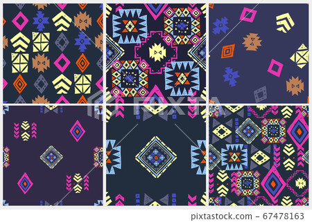 Seamless Ethnic pattern set. Tribal vector abstract background 67478163