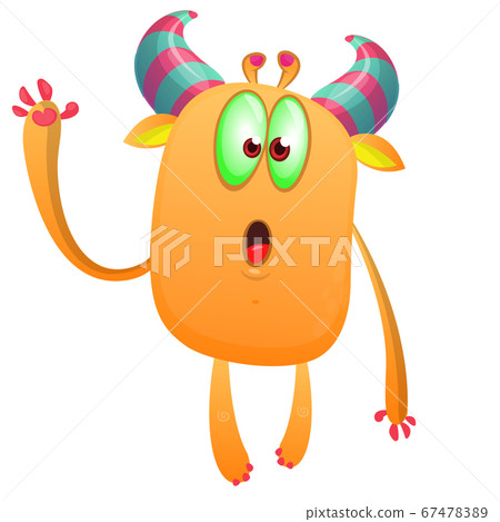Cute and funny surprised monster. Vector 67478389