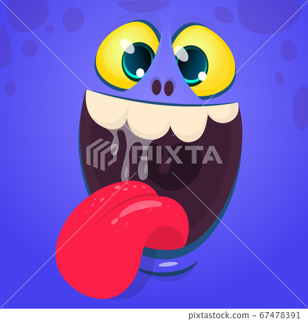 Cartoon funny monster face showing tongue. Vector Cartoon funny monster face showing tongue. Vector 67478391