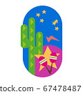 Green cactus Mexico background, vector isolated on 67478487