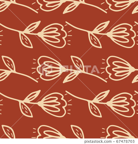 Botanic seamless pattern with outline flowers on Botanic seamless pattern with outline flowers on 67478703