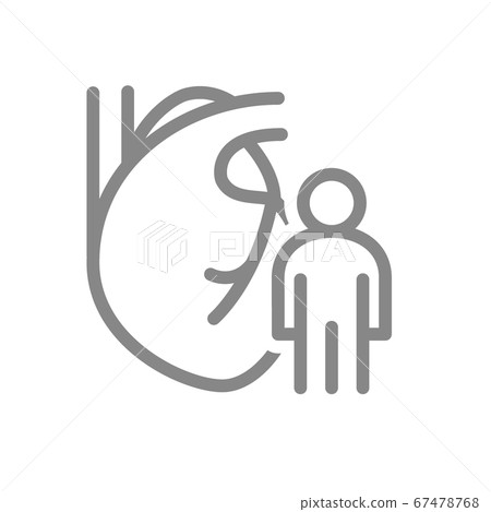 Heart with man line icon. Human circulatory system, healthy organ symbol 67478768