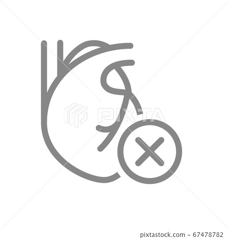 Heart with cross checkmark line icon. Disease internal organ symbol Heart with cross checkmark line icon. Disease internal organ symbol 67478782