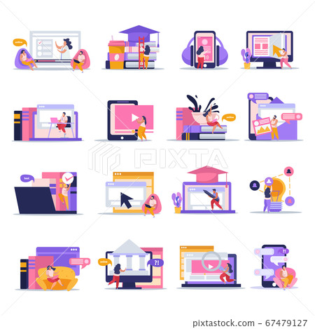 Home Schooling Flat Icons 67479127