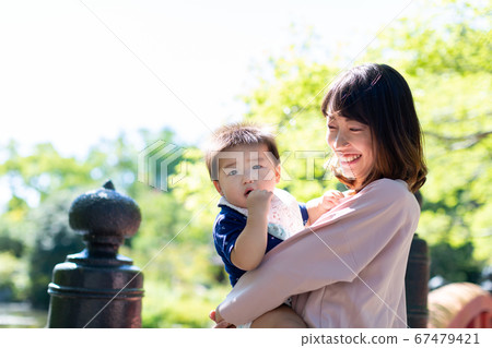 Boy and mother playing in the park 10 months Boy and mother playing in the park 10 months 67479421