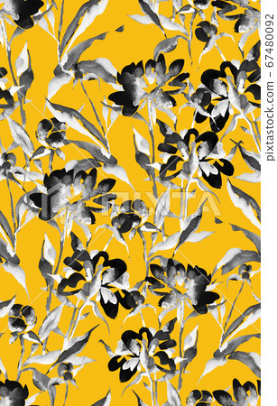 Watercolor seamless botanical pattern. Hand drawn opulent blossom peonies with foliage. Floral background in vintage style. Watercolor seamless botanical pattern. Hand drawn opulent blossom peonies with foliage. Floral background in vintage style. 67480092