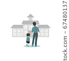 Dad taking his son to the school after a period 67480137