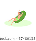 Young Man Sunbathing in the Swimming Pool 67480138