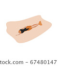 Woman scuba diving under the water 67480147