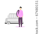 Teenager schoolboy went out of a school bus 67480151