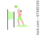 Man in shorts playing beach volleyball 67480166