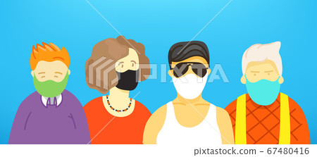 People wearing medical masks to prevent desease People wearing medical masks to prevent desease 67480416